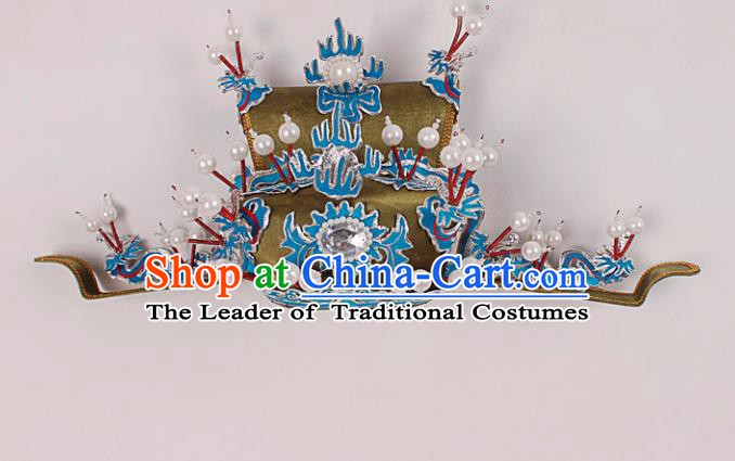 Asian Chinese Beijing Opera Prime Minister Hat, Traditional China Peking Opera Chancellor Hats Headwear