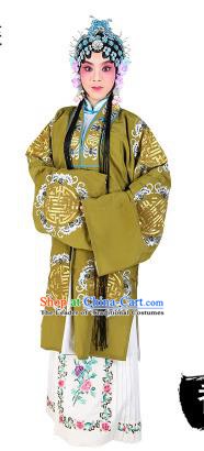 Chinese Beijing Opera Actress Embroidered Green Costume, China Peking Opera Diva Embroidery Clothing