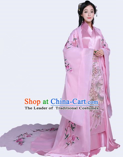 Traditional Chinese Han Dynasty Imperial Concubine Costume, China Ancient Princess Hanfu Tailing Embroidered Clothing for Women