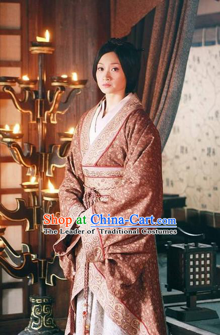 Traditional Ancient Chinese Imperial Consort Costume, Elegant Hanfu Dress Chinese Qin Dynasty Imperial Concubine Elegant Tailing Embroidered Clothing for Women