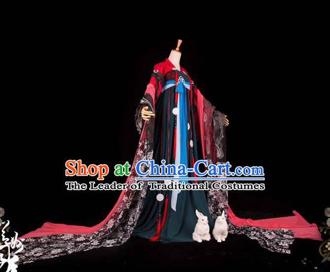 Traditional Asian Chinese Imperial Consort Costume, Elegant Hanfu Dance Wide Sleeves Dress, Chinese Imperial Princess Tailing Clothing, Chinese Fairy Princess Empress Queen Cosplay Costumes for Women