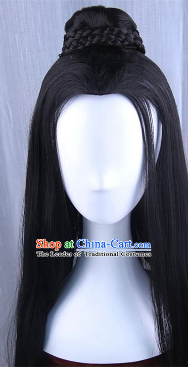 Traditional Handmade Ancient Chinese Tang Dynasty Imperial Prince Wig, Ancient Chinese Swordsman Wig for Men