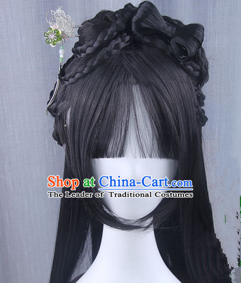 Traditional Handmade Ancient Chinese Tang Dynasty Imperial Empress Wig, Ancient Chinese Queen Wig for Women