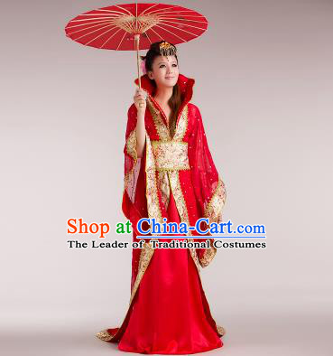 Traditional Ancient Chinese Imperial Emperess Costume, Chinese Tang Dynasty Wedding Dress, Cosplay Chinese Peri Imperial Princess Tailing Clothing Hanfu for Women