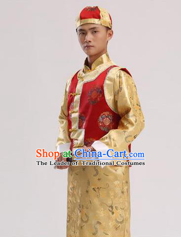 Traditional Ancient Chinese Imperial Emperor Costume, Chinese Qing Dynasty Male Wedding Dress, Cosplay Chinese Imperial Prince Clothing Hanfu for Men