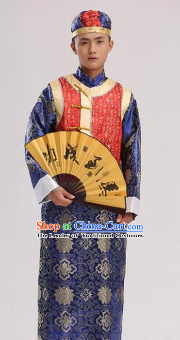 Traditional Ancient Chinese Imperial Emperor Costume, Chinese Qing Dynasty Male Wedding Dress, Cosplay Chinese Imperial Prince Clothing Hanfu for Men