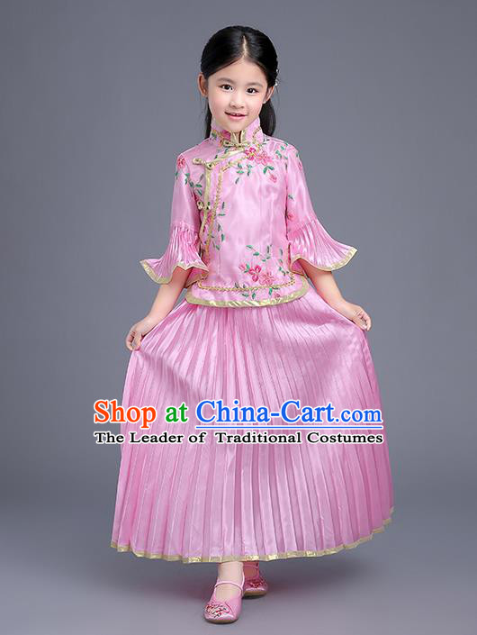 Traditional Ancient Chinese Imperial Emperess Costume, General Chai and Lady Balsam Costume, Chinese Qing Dynasty Republic of China Children Dress, Cosplay Chinese Peri Imperial Princess Clothing Hanfu for Kids