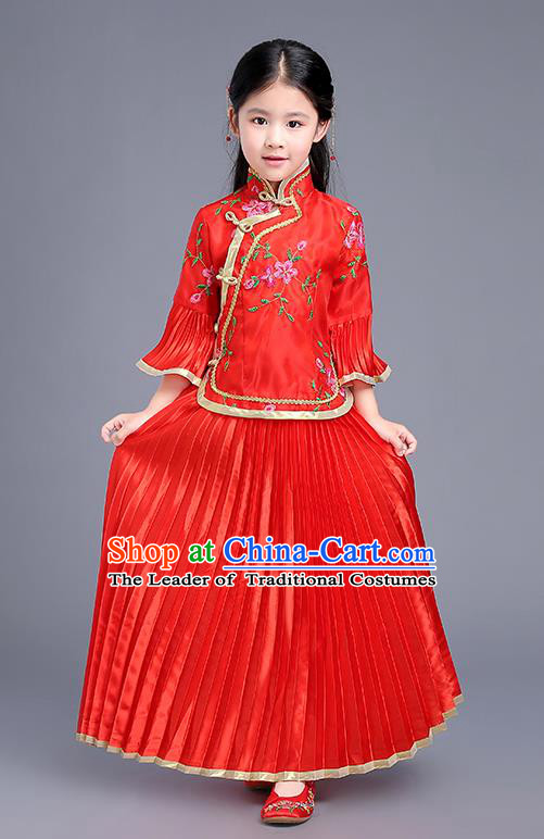 Traditional Ancient Chinese Imperial Emperess Costume, General Chai and Lady Balsam Costume, Chinese Qing Dynasty Republic of China Children Dress, Cosplay Chinese Peri Imperial Princess Clothing Hanfu for Kids