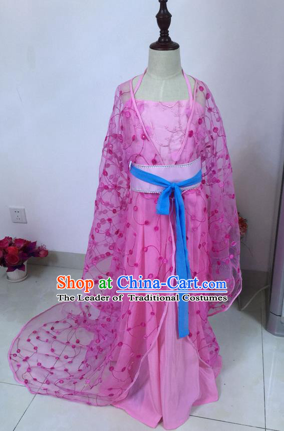 Traditional Ancient Chinese Imperial Emperess Costume, Chinese Wedding Dress, Cosplay Chinese Peri Imperial Princess Tailing Clothing Hanfu for Kids