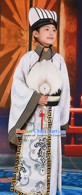 Traditional Ancient Chinese Imperial Minister Costume, Chinese Han Dynasty King Children Dress, Cosplay Chinese Imperial Majesty Embroidered Clothing for Kids