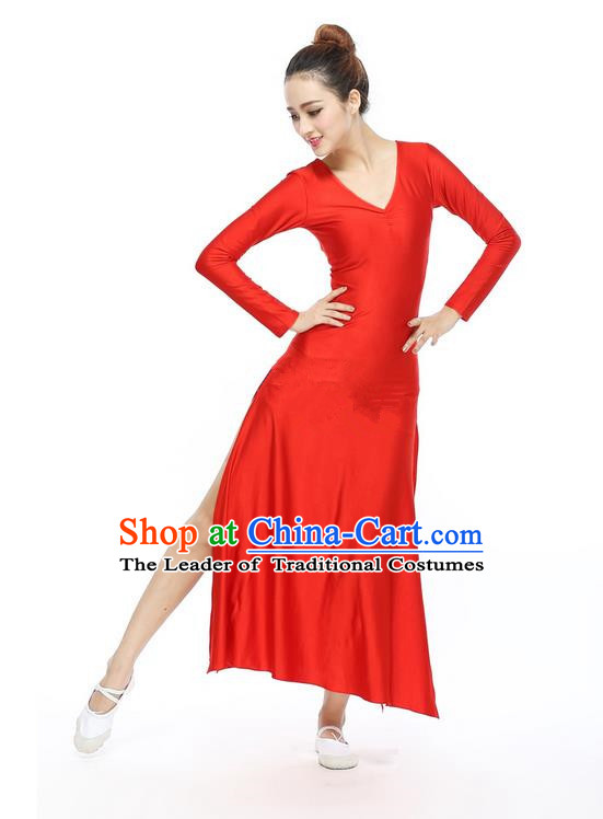 Traditional Modern Dancing Compere Costume, Women Opening Classic Chorus Singing Group Dance Dress, Modern Dance Classic Ballet Dance Red Dress for Women