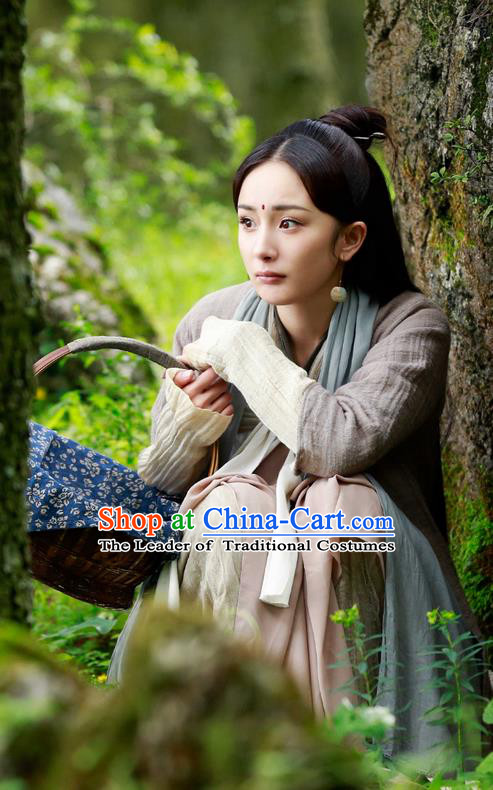 Traditional Chinese Ancient Fairy Costume, Elegant Hanfu Young Lady Dress, China Han Dynasty Countrywoman Tailing Clothing for Women