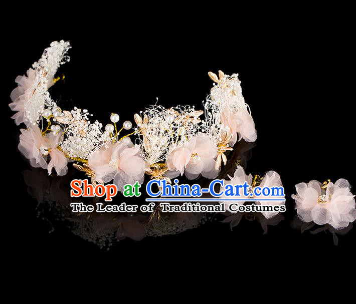 Top Grade Handmade Chinese Classical Hair Accessories, Children Baroque Style Headband Pearl Princess Royal Crown Flowers Coronet, Hair Sticks Hair Jewellery, Hair Clasp for Kids Girls