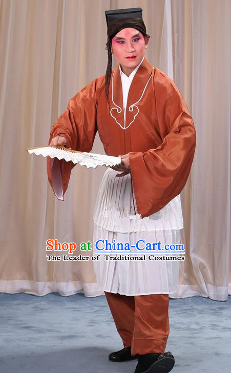 Traditional Chinese Beijing Opera Clown Bronze Clothing and Shoes Headwear Complete Set, China Peking Opera Miscellaneous Affairs Costume Opera Wu Dalang Costumes