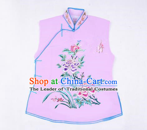 Traditional Chinese Beijing Opera Servant Girl Light Purple Vests, China Peking Opera Young Lady Costume Embroidered Opera Waistcoat Costumes