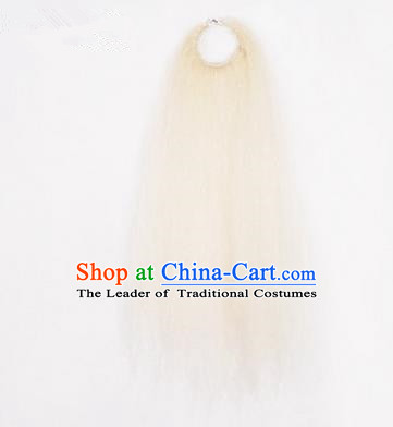 Chinese Ancient Opera Old Men White Long Wig Beard, Traditional Chinese Beijing Opera Props Laosheng-role Mustache