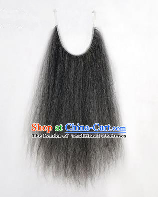 Chinese Ancient Opera Old Men Grizzled Long Wig Beard, Traditional Chinese Beijing Opera Props Laosheng-role Mustache False Beard