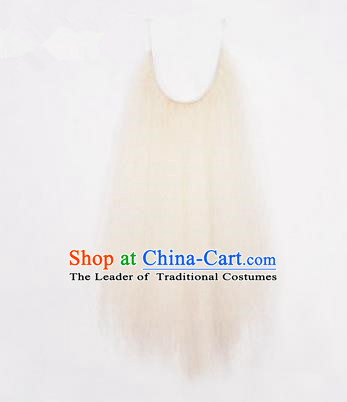 Chinese Ancient Opera Old Men White Long Wig Beard, Traditional Chinese Beijing Opera Props Laosheng-role Mustache False Beard