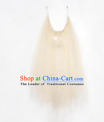 Chinese Ancient Opera Old Men White Long Wig Beard, Traditional Chinese Beijing Opera Props Laosheng-role Mustache Li Kui False Beard