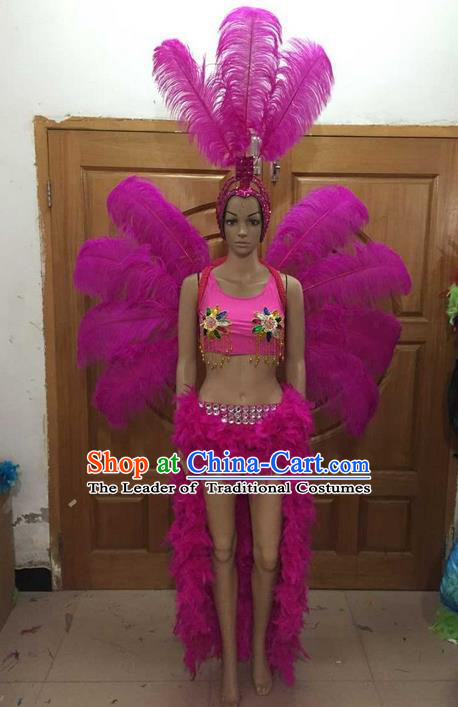Top Grade Professional Performance Catwalks Costume Rosy Feather