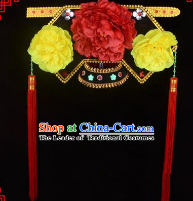 Traditional Chinese Ancient Peking Opera Accessories Qing Dynasty Princess Hat, Traditional Chinese Beijing Opera Manchu Young Lady Headwear