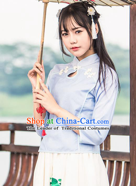 Traditional Chinese Young Lady Costume, Ancient Republic of China Hanfu Cheongsam Blouse for Women