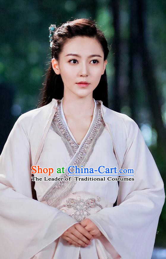 Traditional Ancient Chinese Princess Costume and Headpiece Complete Set, Princess Agents Chinese Southern and Northern Imperial Lady Embroidered Elegant Dress Clothing