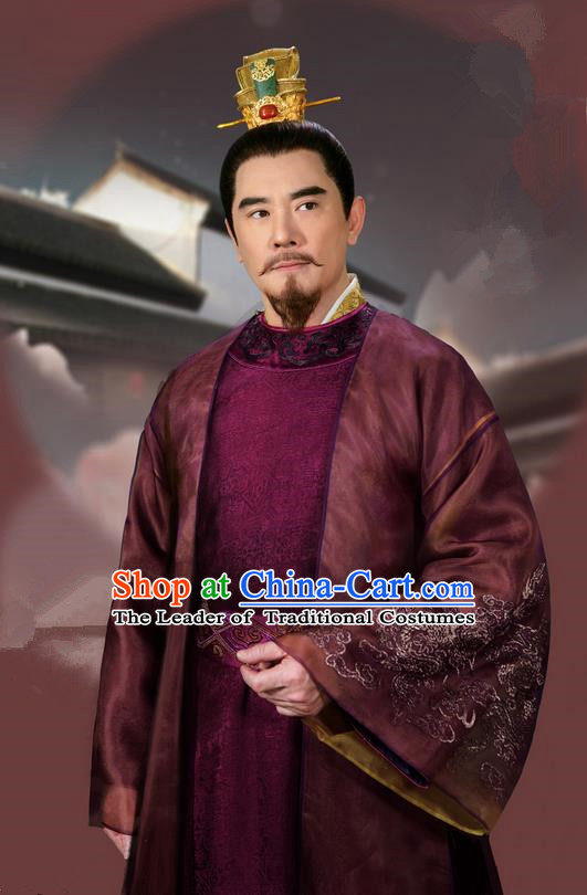 Traditional Asian Chinese Ancient Song Dynasty Royal Highness Costume, China Elegant Hanfu Clothing Minister Nobility Embroidered Robes Complete Set