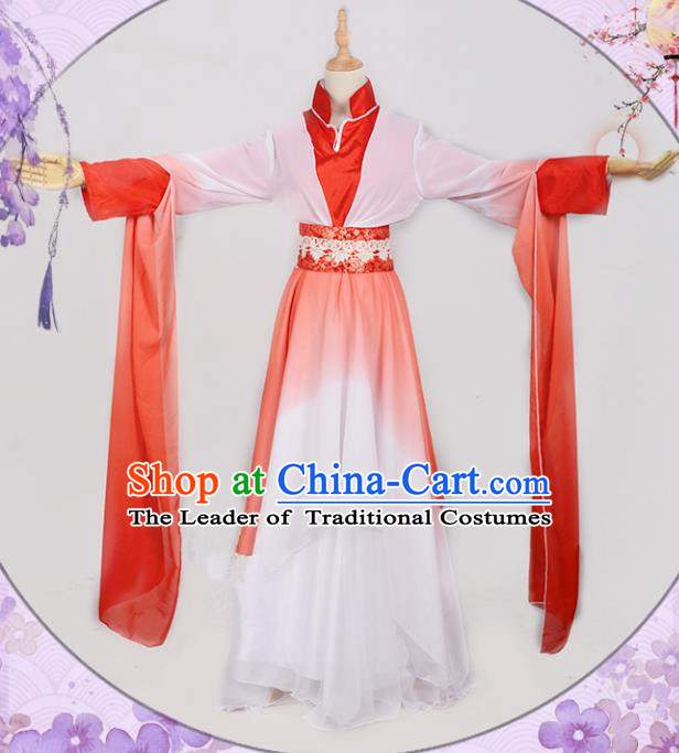 Chinese Ancient Cosplay Han Dynasty Fairy Costumes, Chinese Traditional Red Hanfu Dress Clothing Chinese Cosplay Princess Costume for Women