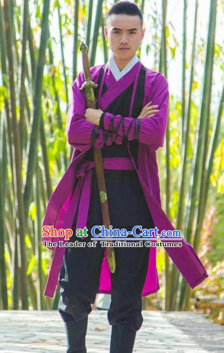 Traditional Chinese National Martial Arts Costume, China Ancient Ming Dynasty Jiang hu Swordsman Clothing for Men