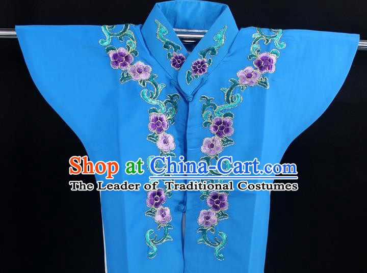 Traditional China Beijing Opera Young Lady Costume Deep Blue Collar Protectors, Ancient Chinese Peking Opera Embroidery Clothing