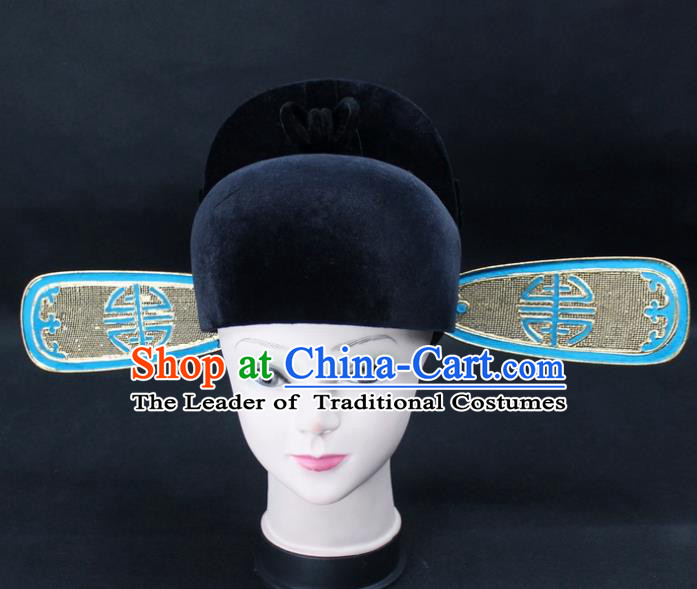 Traditional China Beijing Opera Sesame Official Hat, Ancient Chinese Peking Opera Men Headwear Prime Minister Hat