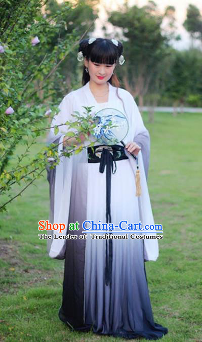 Traditional Chinese Han Dynasty Young Lady Embroidery Costume, Elegant Hanfu Clothing Chinese Ancient Fairy Dress Clothing for Women