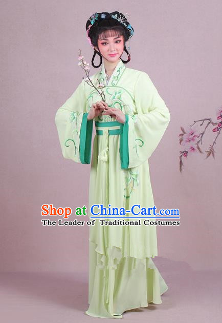 Traditional China Beijing Opera Palace Lady Costume Embroidered Servant Girl Dress, Ancient Chinese Peking Opera Diva Embroidery Green Clothing