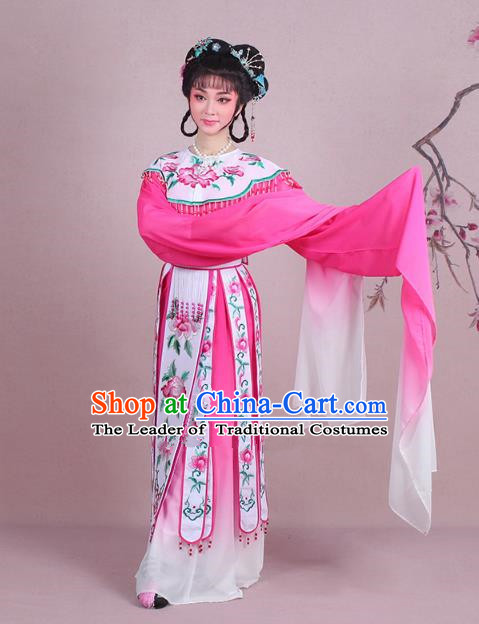 Traditional China Beijing Opera Palace Lady Costume Imperial Consort Embroidered Rosy Dress, Ancient Chinese Peking Opera Diva Hua Tan Embroidery Clothing