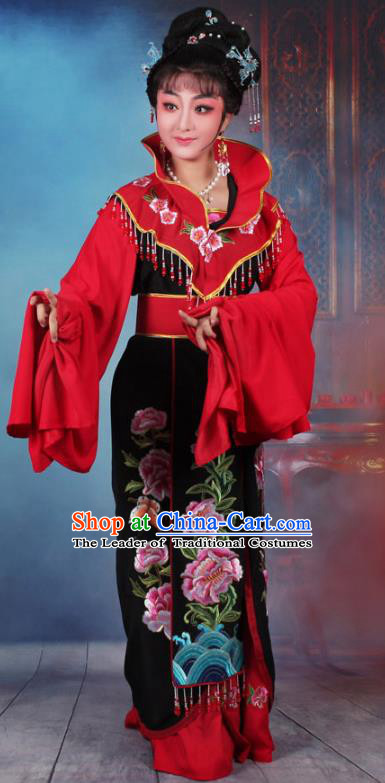 Traditional China Beijing Opera Young Lady Hua Tan Costume Red Embroidered Dress, Ancient Chinese Peking Opera Diva Senior Concubine Embroidery Clothing