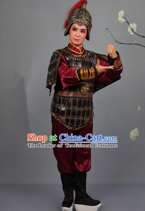 Traditional China Beijing Opera Swordplay Armour Costume, Ancient Chinese Peking Opera Blues Female General Clothing