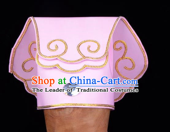 Traditional China Beijing Opera Young Men Hair Accessories Scholar Share-Win Headwear, Ancient Chinese Peking Opera Niche Pink Hat