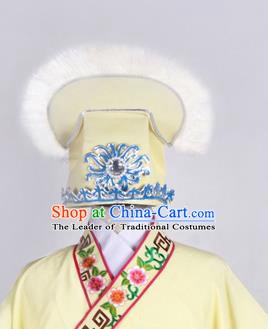 Top Grade Professional Beijing Opera Niche Costume Scholar Hair Accessories Headwear, Traditional Ancient Chinese Peking Opera Yellow Hat