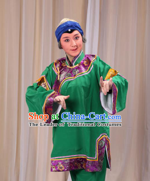 Top Grade Professional Beijing Opera Old Women Costume Pantaloon Embroidered Green Clothing, Traditional Ancient Chinese Peking Opera Matchmakers Embroidery Clothing