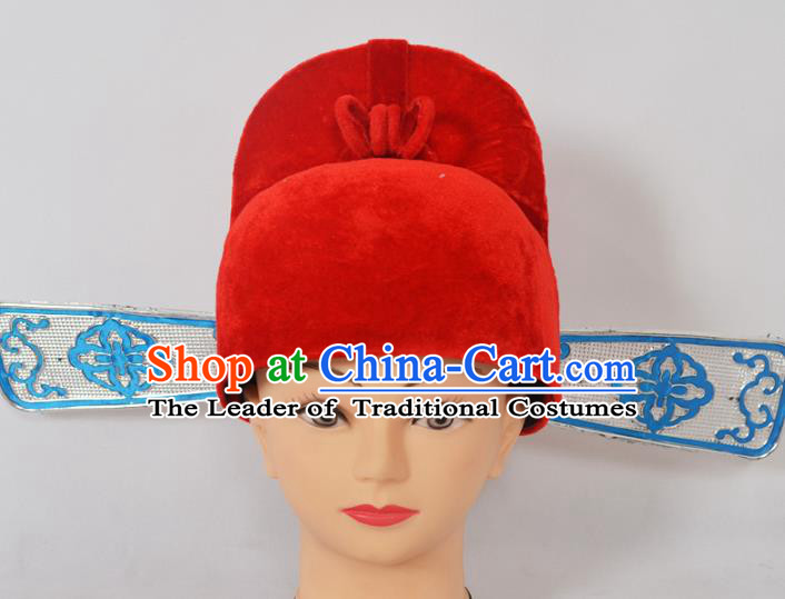 Traditional Handmade Chinese Classical Peking Opera Officer Hat, China Beijing Opera Lang Scholar Headwear