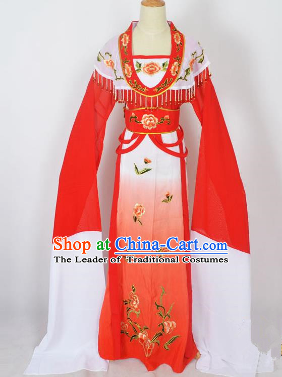 Traditional Chinese Professional Peking Opera Young Lady Princess Costume Red Embroidery Dress, China Beijing Opera Diva Hua Tan Embroidered Clothing