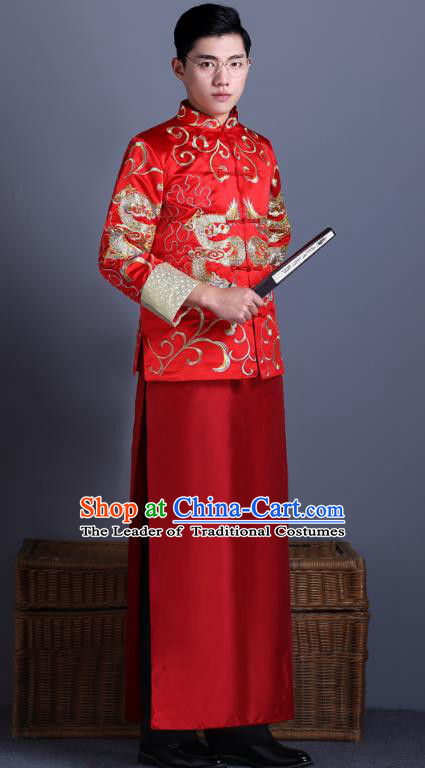 Ancient Chinese Costume Chinese Style Wedding Dress Ancient Dragon And Phoenix Flown Groom Toast Clothing Mandarin Jacket For Men