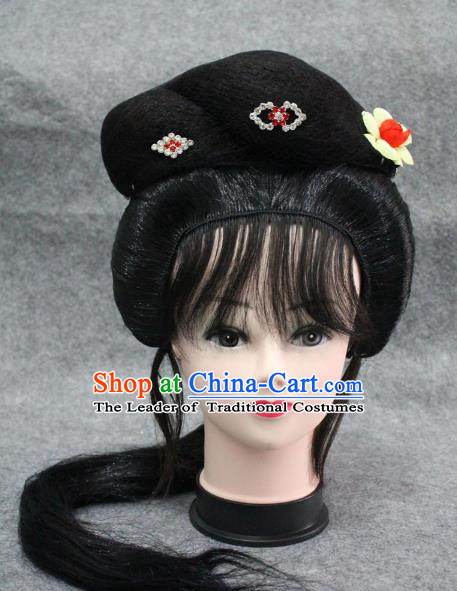 Traditional Handmade Chinese Ancient Classical Hair Accessories Peking Opera Young Lady Wig Sheath, China Beijing Opera Hua Tan Headgear