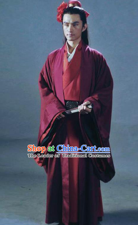 Traditional Chinese Ancient Kawaler Costume, Elegant Hanfu Clothing Chinese Ancient Song Dynasty Swordsman Clothing