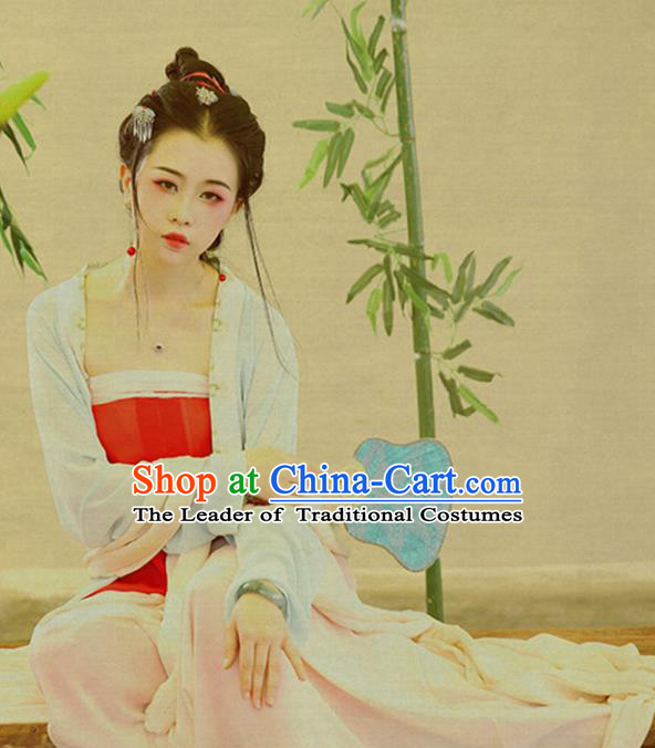 Traditional Ancient Chinese Young Lady Costume, Elegant Hanfu Clothing Chinese Tang Dynasty Imperial Concubine Clothing for Women