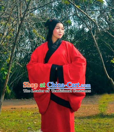 Traditional Ancient Chinese Imperial Consort Wedding Costume, Elegant Hanfu Clothing Chinese Han Dynasty Imperial Empress Red Embroidered Clothing for Women