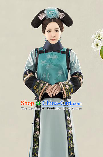 Traditional Ancient Chinese Imperial Consort Costume, Chinese Qing Dynasty Manchu Lady Dress Clothing for Women