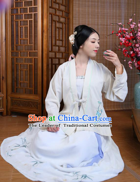 Traditional Chinese Ancient Hanfu Princess Costume, Asian China Song Dynasty Young Lady Embroidered BeiZi Blouse for Women