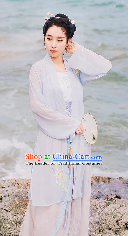 Traditional Chinese Ancient Palace Lady Costume, Asian China Song Dynasty Princess Embroidered BeiZi Blouse and Skirts for Women